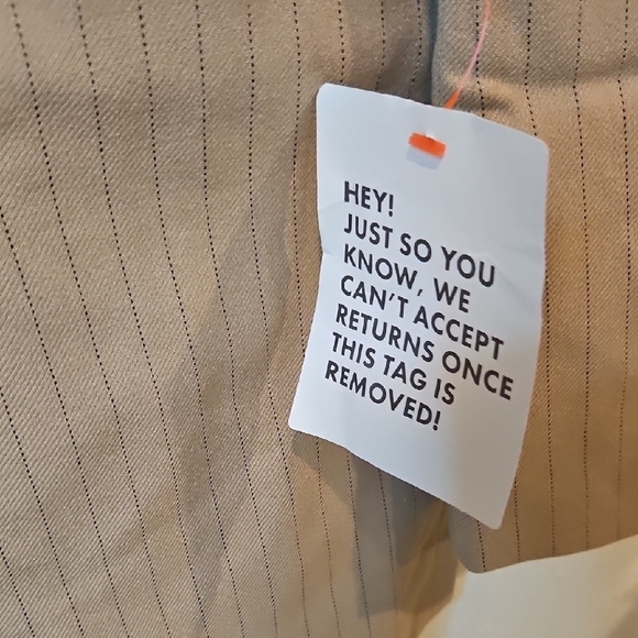 Asos Design Womans Pin Stripe NWT Lined Tan Interview Blazer Sz. S - Picture 3 of 7